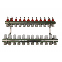 Коллекторный узел ORSO в сборе на 12 выходов латунь