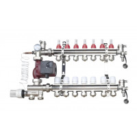 ORSO Комплект *Тепла підлога * з нижнім підключенням ЛАТУНЬ+ХРОМ 7 контурів