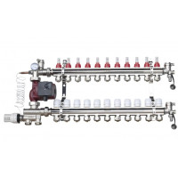 ORSO Комплект *Теплый пол с нижним подключением ЛАТУНЬ+ХРОМ 12 контуров