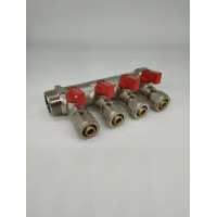 Колектор з кульовими кранами ORSO відсікаючий 1"х4х16 вн нікельований