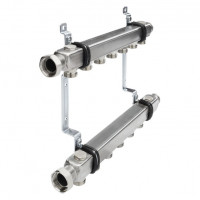 Коллектор для отопления, 11 контуров, нерж. сталь