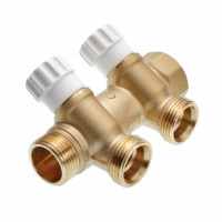 Распределитель 1" Х3/4" на 2 контура, с вентилями, евроконус