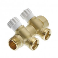 Распределитель 3/4" Х3/4" на 2 контура, с вентилями, евроконус